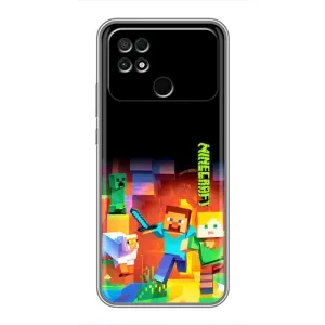 Чехлы для Xiaomi POCO C40 (Персонажи Майн Крафт) (Герой Майнкрафт)