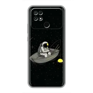 Силиконовый Чехол с принтом "Космонавты" на Xiaomi POCO C40 (Космонавт на рыбалке)