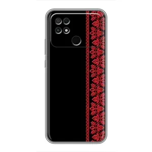 Силиконовый Чехол на Xiaomi POCO C40 (Красная Вышиванка)