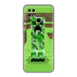 Чехлы для Xiaomi POCO C40 (Персонажи Майн Крафт) (Крипер 2)