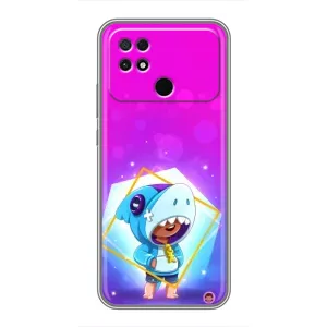 Чехол Бравл Старс для Xiaomi POCO C40 (Леон в костюме Акулы)