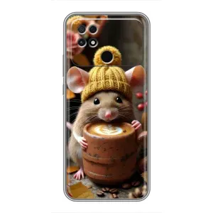 Печатный чехол «Зверята с кофе» для Xiaomi POCO C40 (Мышка с кофе)