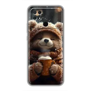 Печатный чехол «Зверята с кофе» для Xiaomi POCO C40 (Медвежонок с кофе)