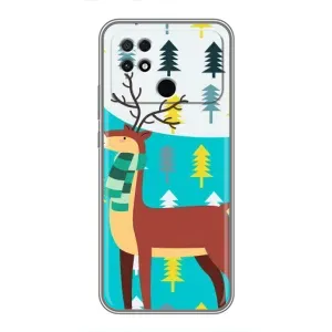 Силиконовый бампер с картинкой животных для Xiaomi POCO C40 (Олень с шарфом)