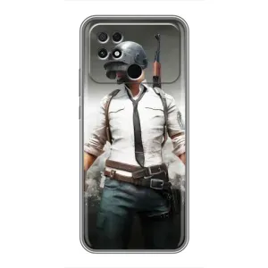 Силиконовый чехол с картинкой "Герой Pubg" на Xiaomi POCO C40 (Пабг)