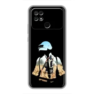 Силиконовый чехол с картинкой "Герой Pubg" на Xiaomi POCO C40 (Пубг мен)