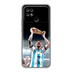 Чехлы Лео Месси Аргентина для Xiaomi POCO C40 (Счастливый Месси)