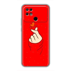 Чехлы (Знак сердечка) на Xiaomi POCO C40 (Сердце на красном)