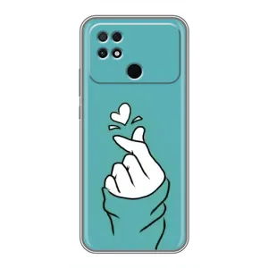Чехлы (Знак сердечка) на Xiaomi POCO C40 (Сердечко на бирюзовом)
