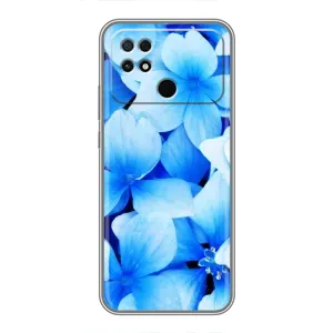 Силиконовый бампер с принтом (цветочки) на Поко с40 (Синие цветы)