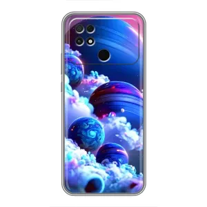 Чехлы КОСМОС для Xiaomi POCO C40 (Синие планеты)