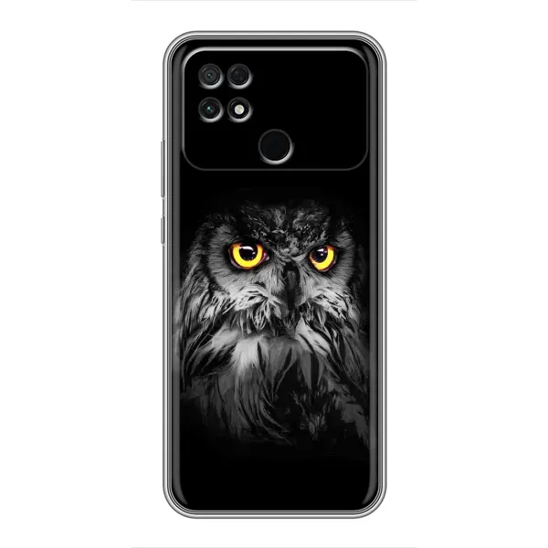 Чехол с рисунком «Сова на чёрном» для Xiaomi POCO C40 Чехол с рисунком «Сова на чёрном» для Xiaomi POCO C40