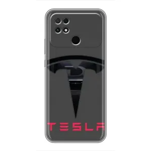 Силіконовий бампер з картинкою машини на Xiaomi POCO C40 (Logo TESLA)