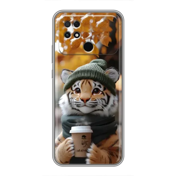 Чехол с рисунком «Тигр с кофе» для Xiaomi POCO C40 Чехол с рисунком «Тигр с кофе» для Xiaomi POCO C40