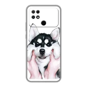 Бампер для Xiaomi POCO C40 с картинкой "Песики" (Собака Хаски)