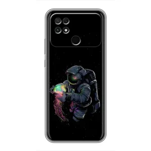 Силиконовый Чехол с принтом "Космонавты" на Xiaomi POCO C40 (В руках земля)