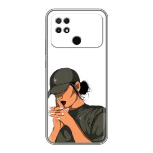 Силиконовый Чехол на Xiaomi POCO C40 с картинкой Стильных Девушек (В зеленом)
