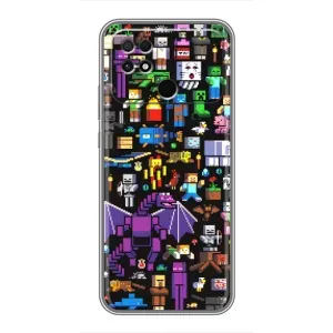 Чехол майнкрафт для Xiaomi POCO C40 (Все персонажи)