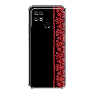 Силиконовый Чехол на Xiaomi POCO C40 с картинкой Вышиванки (Вышиванка на черном)