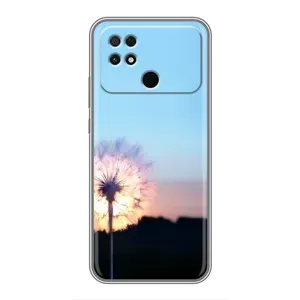 Силиконовый Чехол с одуванчиками на Xiaomi POCO C40 (Закат с одуванчиком)
