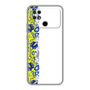 Силиконовый Чехол на Xiaomi POCO C40 с картинкой Вышиванки (Желто-синяя вышиванка)