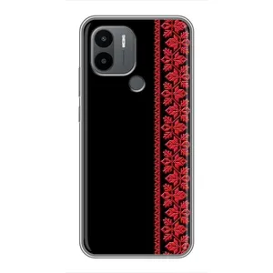 Силиконовый Чехол на Xiaomi Poco C50 с картинкой Вышиванки (Вышиванка на черном)