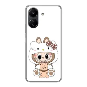 Чехол с принтом Лабубу для Xiaomi POCO C65 (Белый Лабубу)