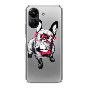 Чехол (ТПУ) Милые собачки для Xiaomi POCO C65 (Бульдог в очках)