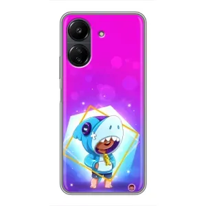Чехол Бравл Старс для Xiaomi POCO C65 (Леон в костюме Акулы)