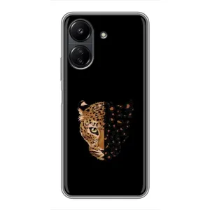 Чехол с леопардовым принтом на Xiaomi POCO C65 (Леопард на черном)