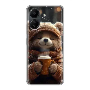 Печатный чехол «Зверята с кофе» для Xiaomi POCO C65 (Медвежонок с кофе)