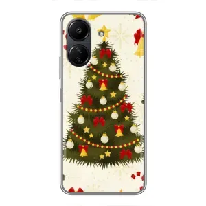 Чехол Новогодняя Елка на Xiaomi POCO C65 (Новогодний принт)