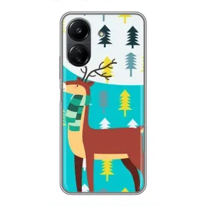 Силиконовый бампер с картинкой животных для Xiaomi POCO C65 (Олень с шарфом)