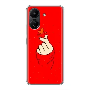 Чехлы (Знак сердечка) на Xiaomi POCO C65 (Сердце на красном)
