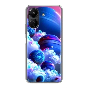 Чехлы КОСМОС для Xiaomi POCO C65 (Синие планеты)