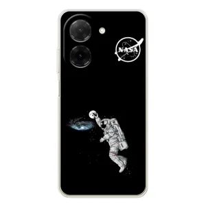 Силиконовый бампер с принтом "Наса" на Xiaomi Poco C71 (Космонавт баскетболист)
