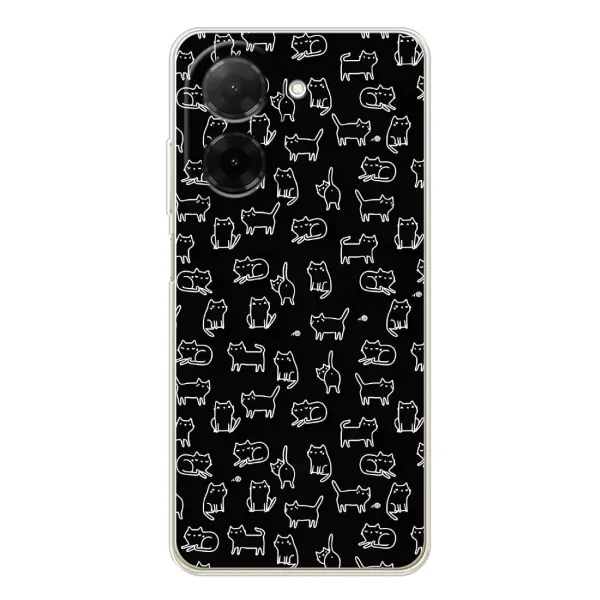 Чехол с рисунком «Котики на черном» для Xiaomi Poco C71 Чехол с рисунком «Котики на черном» для Xiaomi Poco C71