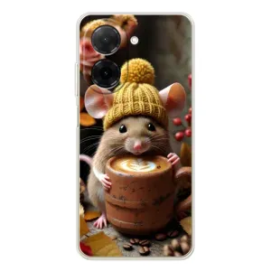 Печатный чехол «Зверята с кофе» для Xiaomi Poco C71 (Мышка с кофе)