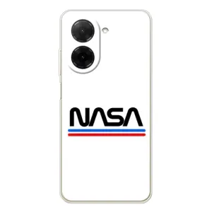 Силиконовый бампер с принтом "Наса" на Xiaomi Poco C71 (NASA на белом фоне)