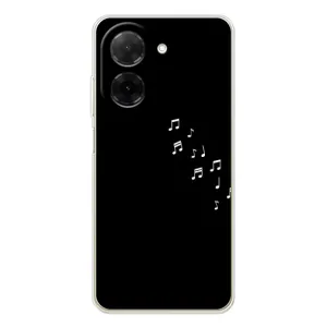 Чохол з картинками на чорному фоні для Xiaomi Poco C71 (Ноти)
