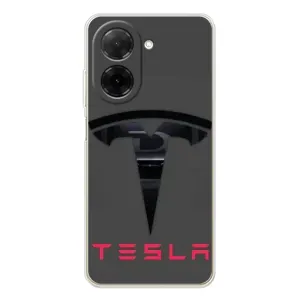 Силиконовый бампер с картинкой машины на Xiaomi Poco C71 (Logo TESLA)