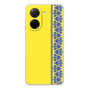 Силиконовый Чехол на Xiaomi Poco C71 (Вышиванка на желтом)