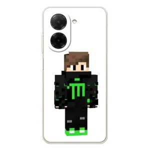 Чехлы для Xiaomi Poco C71 (Персонажи Майн Крафт) (Зеленый мальчик)