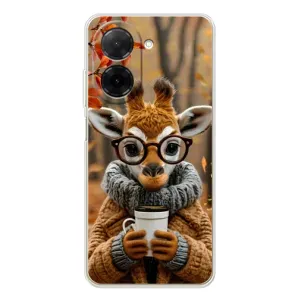 Печатный чехол «Зверята с кофе» для Xiaomi Poco C71 (Жираф с кофе)