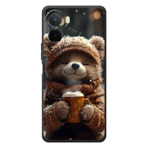 Печатный чехол «Зверята с кофе» для Xiaomi Poco C81 Pro (Медвежонок с кофе)