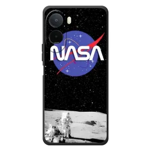 Силиконовый бампер с принтом "Наса" на Xiaomi Poco C81 Pro (Nasa на луне)
