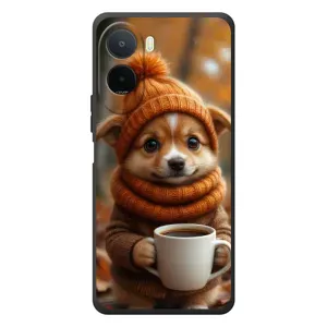 Печатный чехол «Зверята с кофе» для Xiaomi Poco C81 Pro (Собачка с кофе)