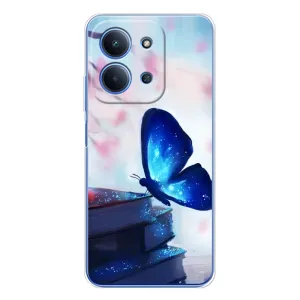 Силиконовый бампер с картинкой животных для Xiaomi Poco C85 (Бабочка синяя)