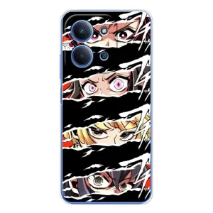 Силиконовые чехлы с глазами Anime для Шяоми Поко С85 (Глаза на чорном)