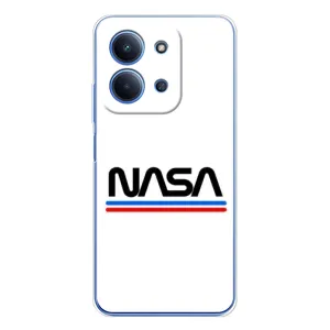 Силиконовый бампер с принтом "Наса" на Xiaomi Poco C85 (NASA на белом фоне)